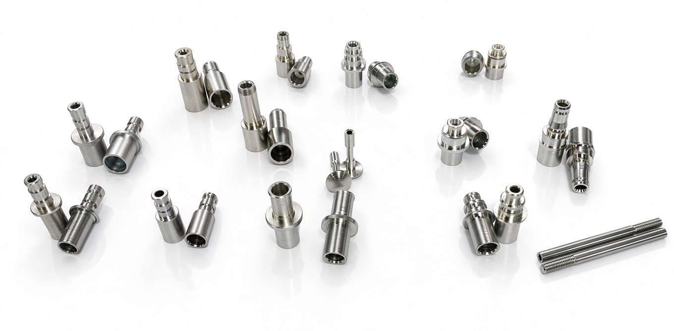 Precision turned components ready for inspection