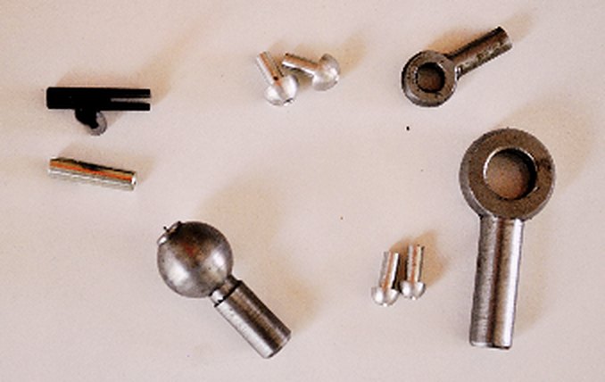 Eye end, half ball terminal and pins — production samples